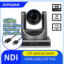 Load image into Gallery viewer, 4K Camera Conference Camera PTZ Video 12x Zoom HDMI USB3.0 IP Live Streaming Camera For Youtube Obs Business Events Teacking