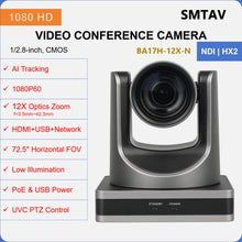 Load image into Gallery viewer, SMTAV 12X Optical Zoom PTZ Camera 1080P with USB 3.0 HDMI Outputs POE Live Streaming Camera for Broadcast Conference Events