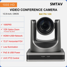 Load image into Gallery viewer, SMTAV 12X Optical Zoom PTZ Camera 1080P with USB 3.0 HDMI Outputs POE Live Streaming Camera for Broadcast Conference Events
