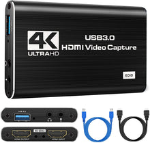 Load image into Gallery viewer, Accessories, Capture Card, 4K Video Capture Card USB 3.0 1080P 60fps HDMI Audio Video Capture Device Portable Video Converter
