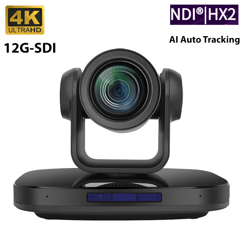4KP60 UHD AI Auto Tracking PTZ Camera, 12G-SDI, HDMI2.0, 12X Optics zoom,Support NDI|HX2, Support PoE
