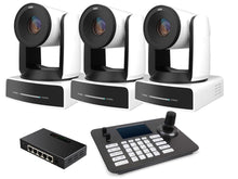Lade das Bild in den Galerie-Viewer, AI-Tracking-Kamera-Pakete, 3 Stück 4Kp60 30-fach optischer Zoom AI Auto-Tracking-PTZ-Kameras + 1 Stück 5-Zoll-LCD-Video-Onvif-Tastatur-Controller + 1 Stück 5-Port-PoE-Switch
