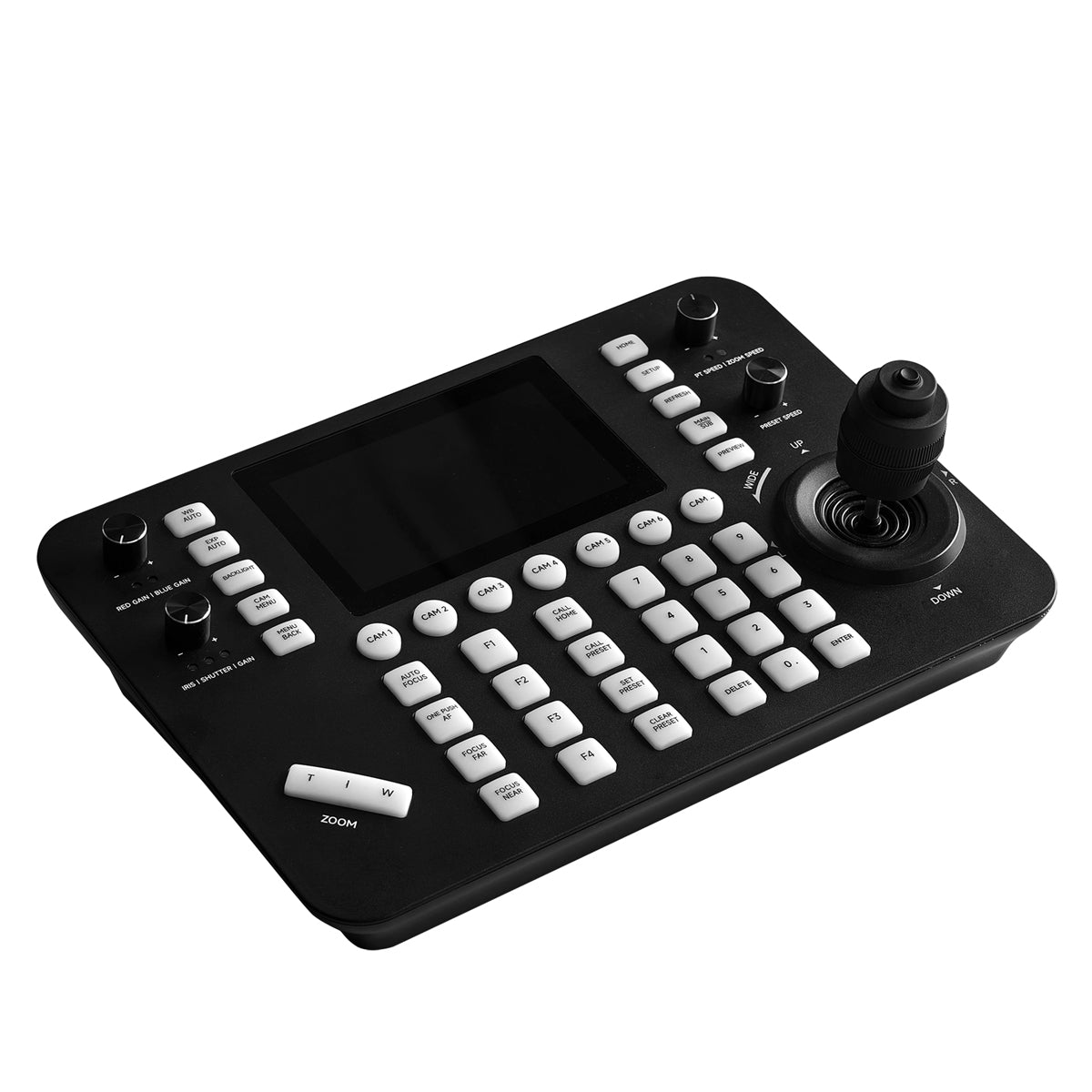 PTZ Controller, Touch Panel IP PTZ Camera Joystick Controller, support VISCA, ONVIF, PELCO protocols