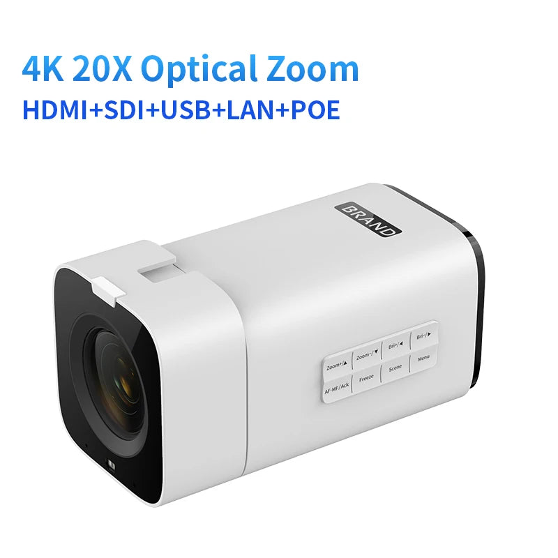 Box Camera 4K 60fps 12X/20X zoom HDMI SDI USB NDI built-in microphone