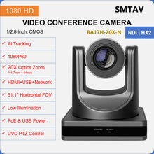 Load image into Gallery viewer, SMTAV 20X Optical Zoom PTZ Camera 1080P with USB 3.0 HDMI Outputs POE Live Streaming Camera
