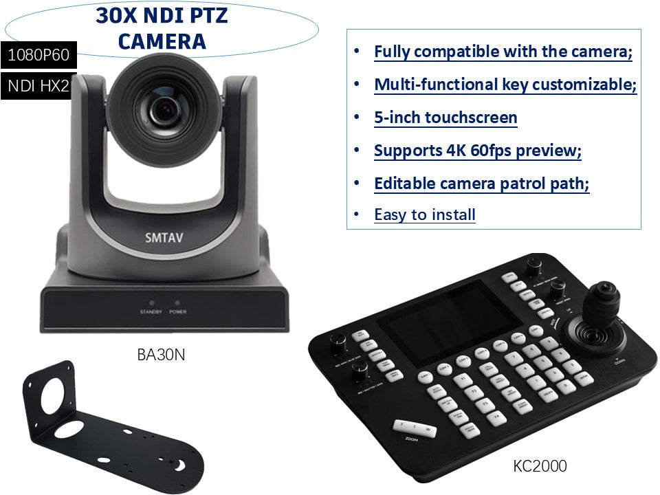Promotion Bundle, 1x SMTAV 30X 1080P60 NDI PTZ Camera + 1x SMTAV Camera Super Controller
