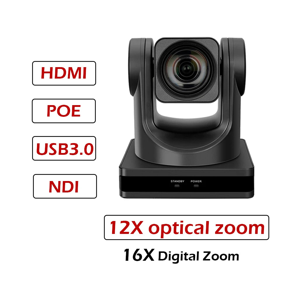 SMTAV 12X/20X Optical Zoom PTZ POE Camera 1080P with USB 3.0 Outputs  Live Streaming Camera  for Broadcast Conference Events