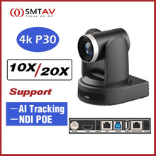Load image into Gallery viewer, SMTAV AI Tracking 4K NDI 10X/20X Conference Camera SDI USB PTZ Camera HDMI IP Live Streaming Support POE for Church Meeting
