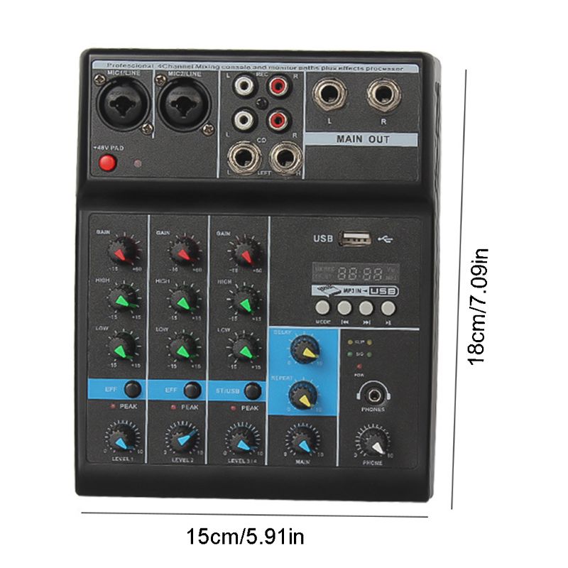 4 in 1 Out Stereo Mixer, Professional Low Distortion 20Hz-20kHz HiFi Stereo Sound Mixer for Speaker for Power Amplifier (US Plug　並行輸入