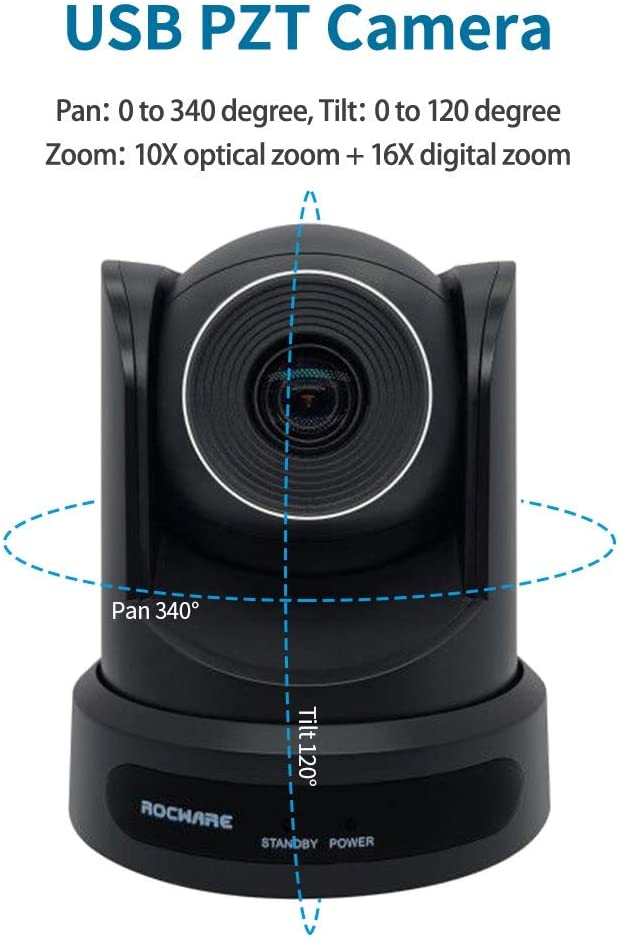 PTZ Camera with USB Outputs,10X Optical Zoom,Live Streaming Camera