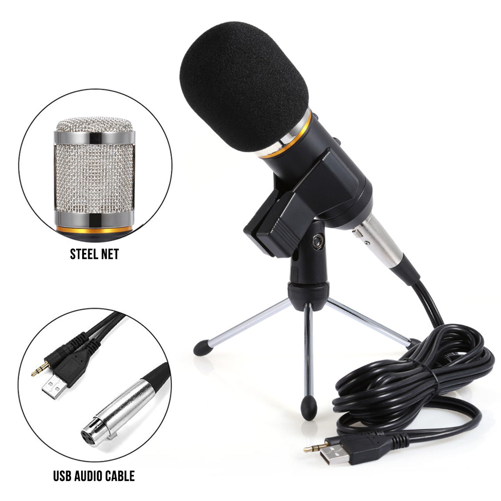 Condenser Microphone For Computer Studio Profesionales 3.5mm Wired Stand USB Mic For Camera