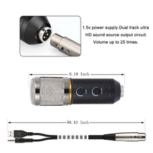 Load image into Gallery viewer, Condenser Microphone For Computer Studio Profesionales 3.5mm Wired Stand USB Mic For Camera
